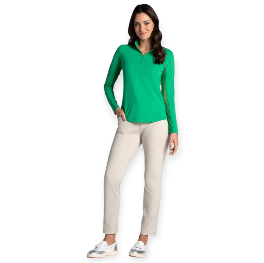 IBKUL Lucky Charm Print Long Sleeve Mock Neck Top Greenh - Picture 5 of 12